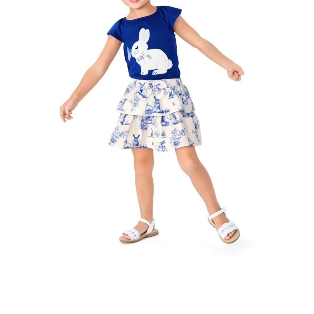 Gymboree NWT Blue and White Tiered Skort with Rabbit Print